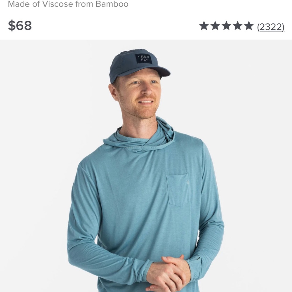 Free Fly Men’s Bamboo Lightweight Hoodie XL Clearwater Color